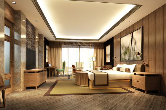 Мебель спальни гостиницы облицовки золы твердая деревянная деревянная устанавливает королевскую кровать с ISO18001