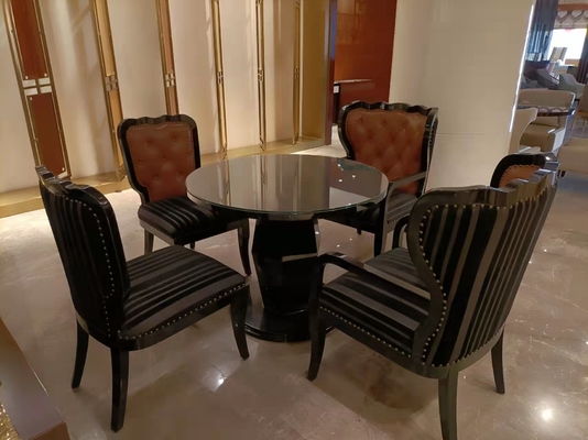 Обеденный стол кожаного драпирования Gelaimei стеклянные и диаметр стульев 1 метр
